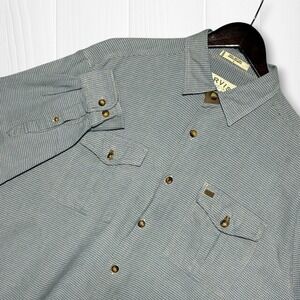 Orvis Houndstooth Double Pocket Button Down Flannel Shirt Mens Large Blue